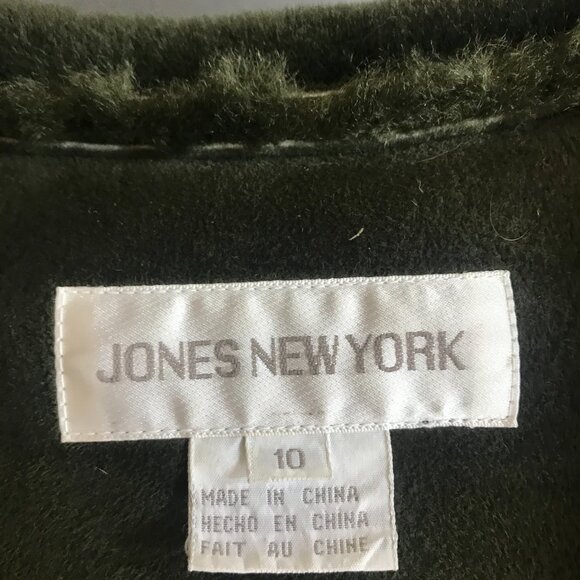 Jones New York Olive Green Dyed Lamb Suede Shearling Coat Jacket Outerwear - Picture 5 of 6